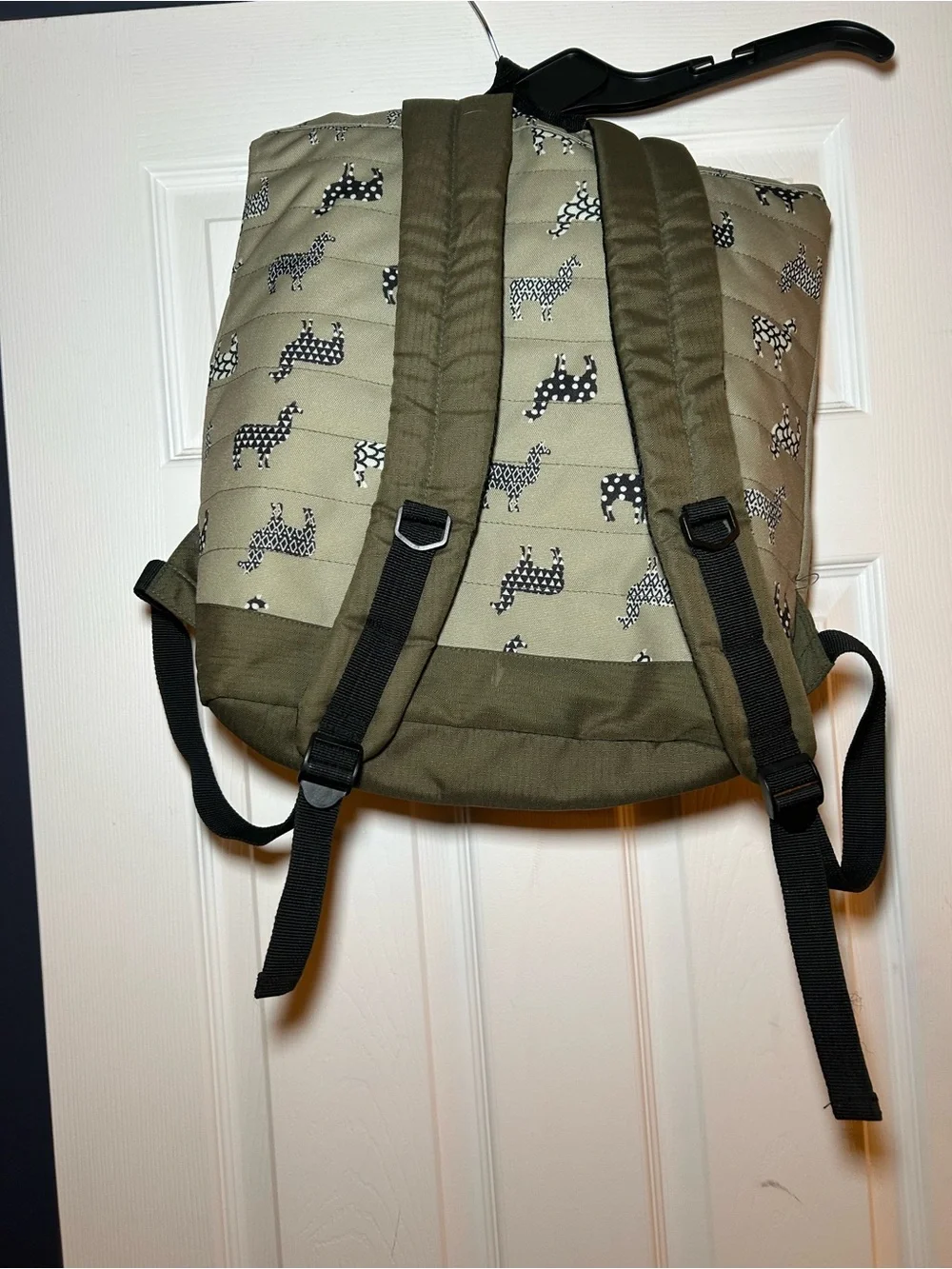 TOMS Olive Green Llama Printed Canvas Backpack